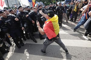 Romanian shepards and farmers clash with police